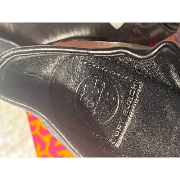 TORY BURCH Ambrose Ballet Flats Leather Camel Black Gold Buckle Women's Size 7 B - Picture 7 of 12